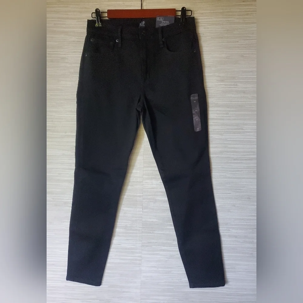 GAP Mid Rise Sculpt True Skinny Ankle Jeans Black Stretch Size 26/2 RT$99 NWT